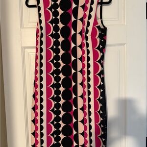 Vince Camuto Black and Pink Geometric Midi Dress